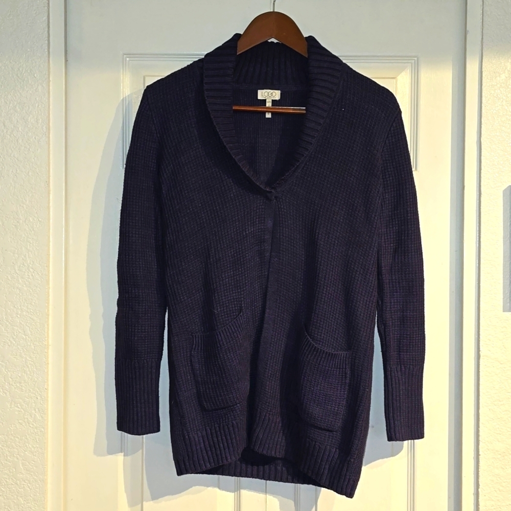 Navy Blue Lori Goldstein (LOGO) Long Collar Sweater